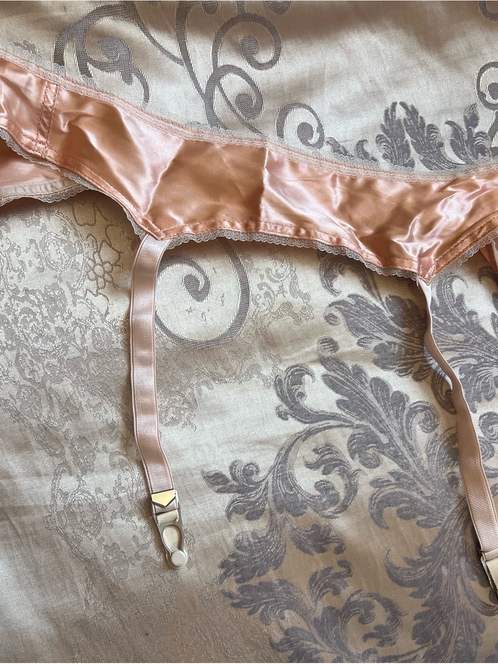 Vintage Satin Garter Belt Pink Pinup Bombshell Lingerie ILGWU USA